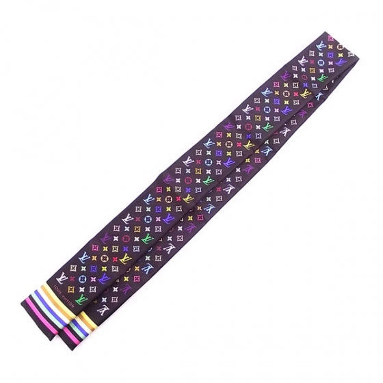 Silk Monogram Multicolor Bandeau Black