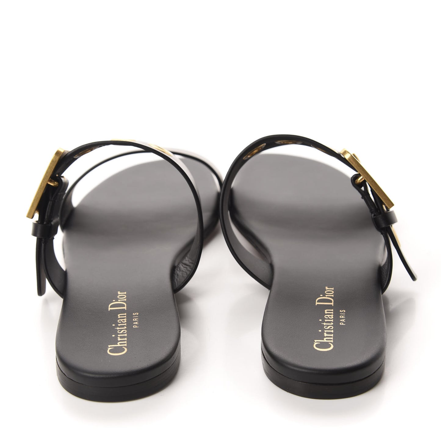 Calfskin D-Dior Slide Flat Sandals 40 Black