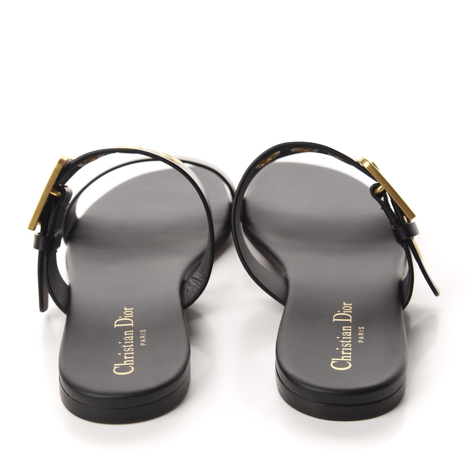 Christian Dior Calfskin D-Dior Slide Flat Sandals 40 Black 5 of 10