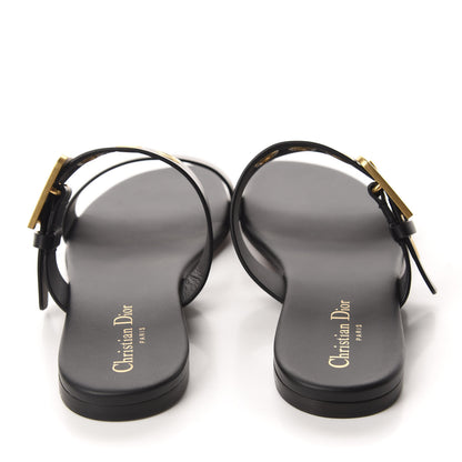 Christian Dior Calfskin D-Dior Slide Flat Sandals 40 Black 5 of 10