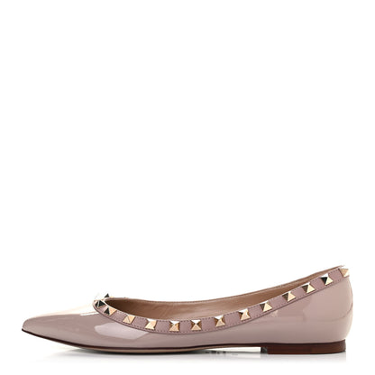 Valentino Garavani Patent Rockstud Ballerina Flats 38 Poudre 1 of 4