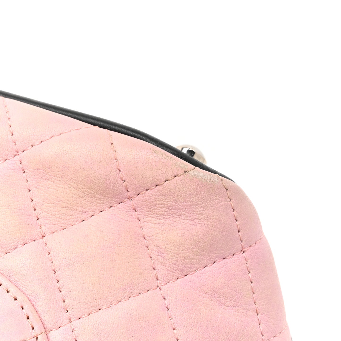 Calfskin Quilted Medium Cambon Tote Pink Black