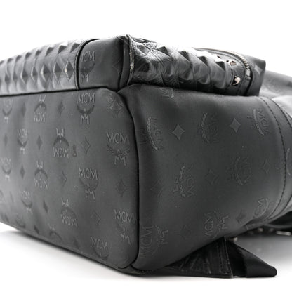 MCM Nylon Monogram Studded Stark Medium Backpack Black 9 of 16