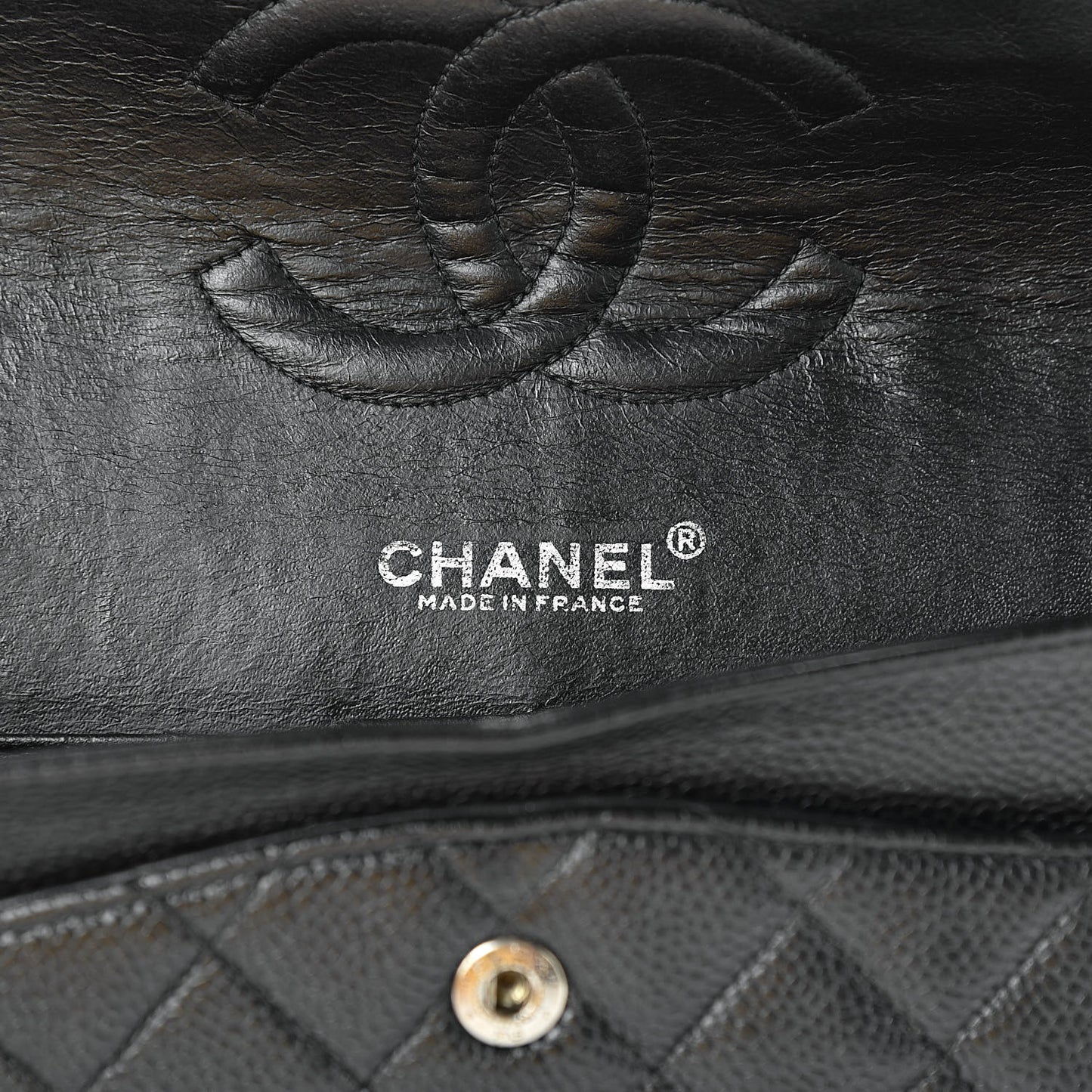 Caviar Quilted Medium Double Flap Black