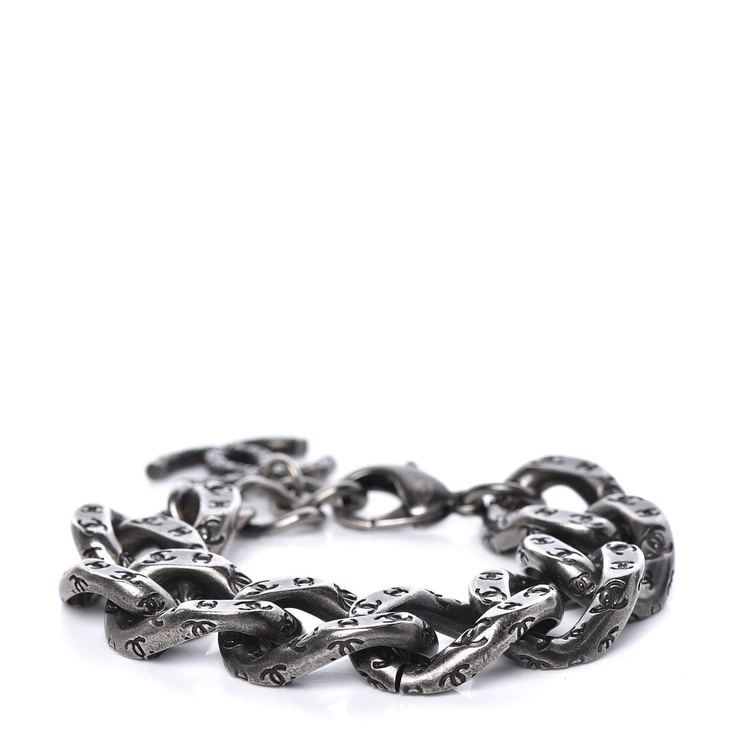 Chanel Chain Link CC Bracelet Dark Silver 3 of 4