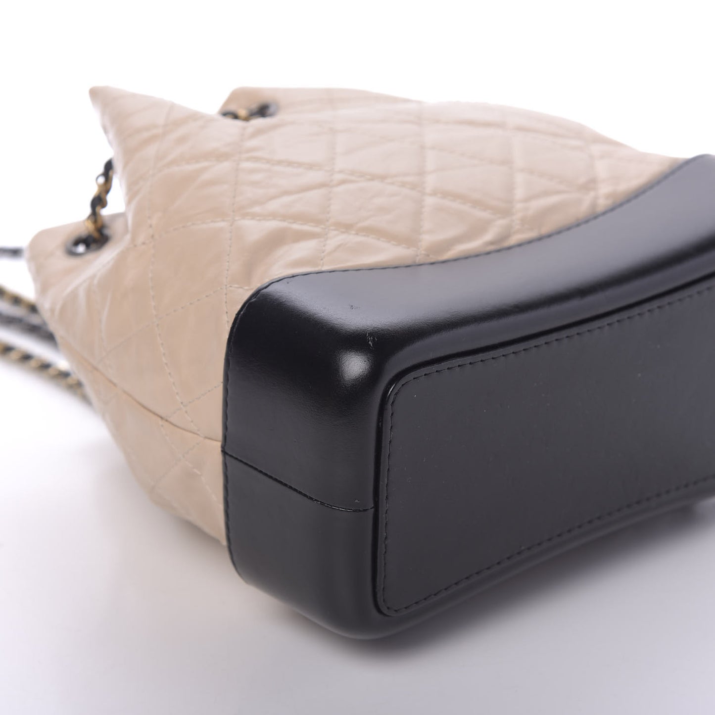 Aged Calfskin Quilted Small Gabrielle Backpack Beige Black