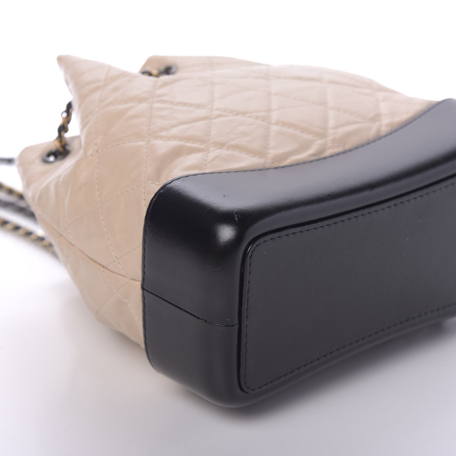 Chanel Aged Calfskin Quilted Small Gabrielle Backpack Beige Black 9 of 12