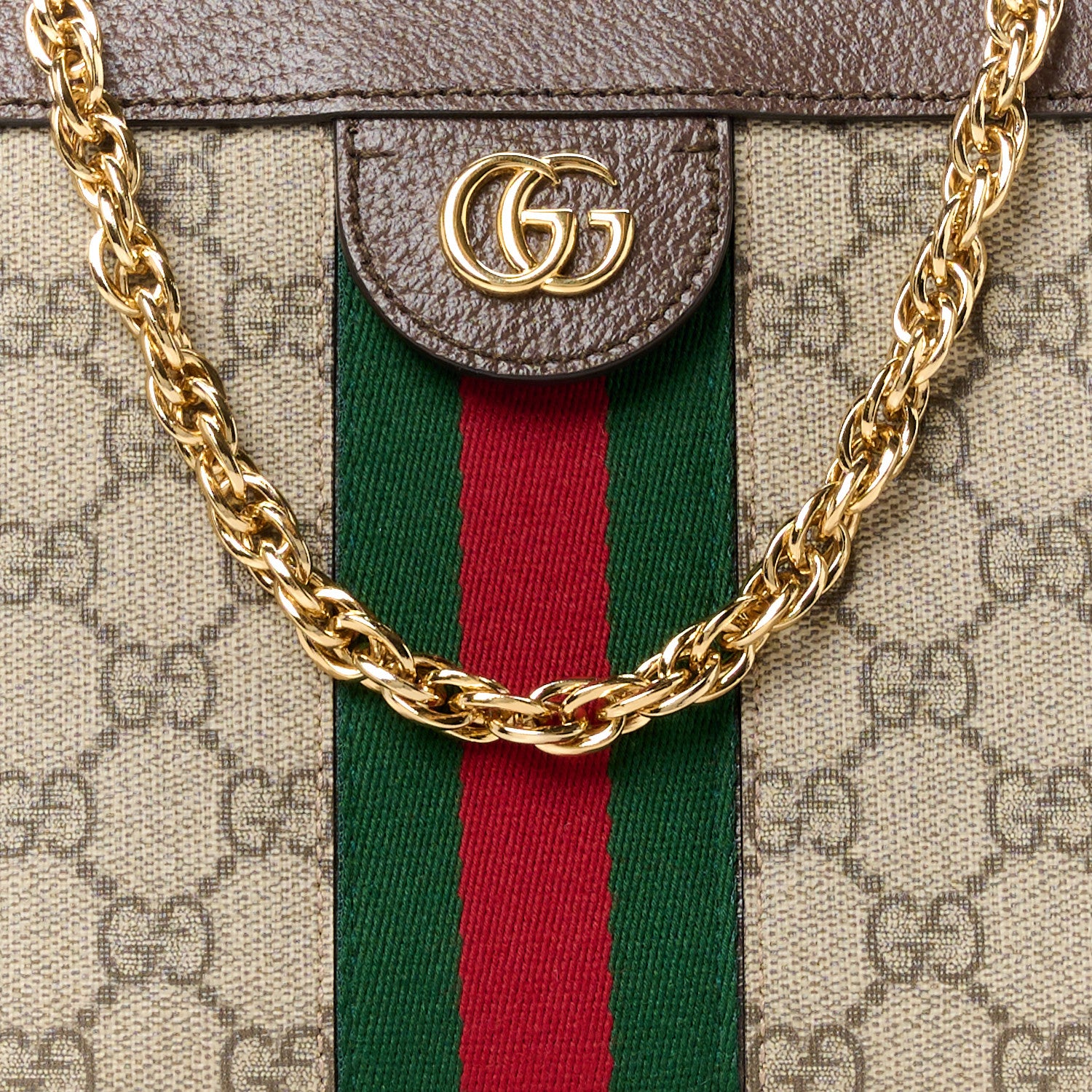 Gucci GG Supreme Monogram Web Small Ophidia Chain Shoulder Bag Brown 9 of 11
