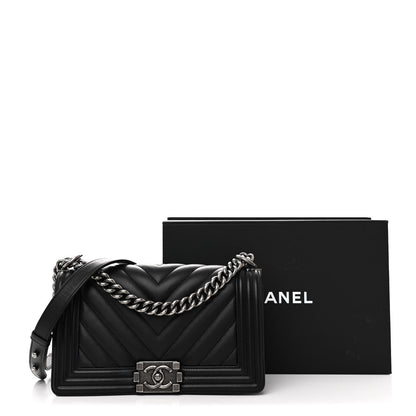 Chanel Lambskin Chevron Quilted Medium Boy Flap Black 13 of 13