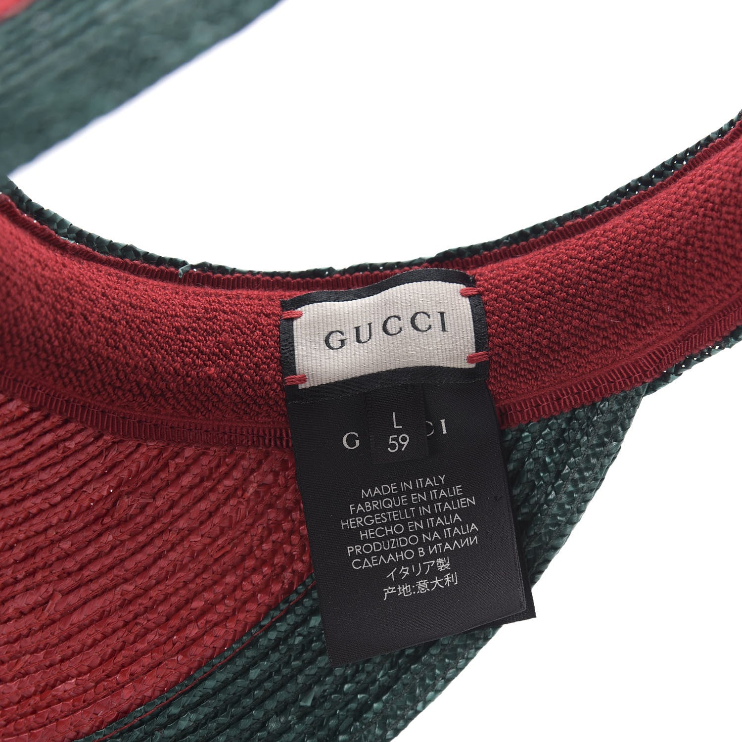 Gucci Raffia Web Visor L Green Red 8 of 8