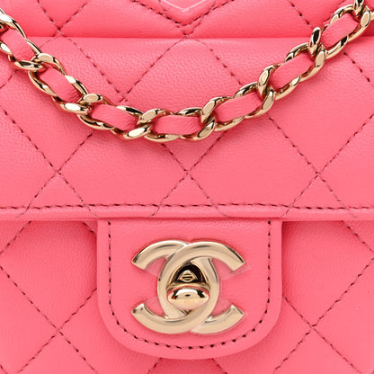 Chanel Lambskin Quilted CC In Love Heart Clutch With Chain Pink 8 of 11
