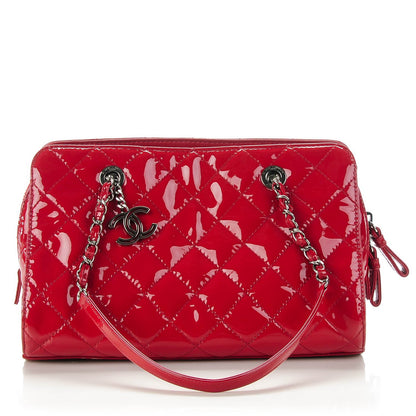 Chanel Patent Quilted Small CC Angle Tote Red 1 of 7