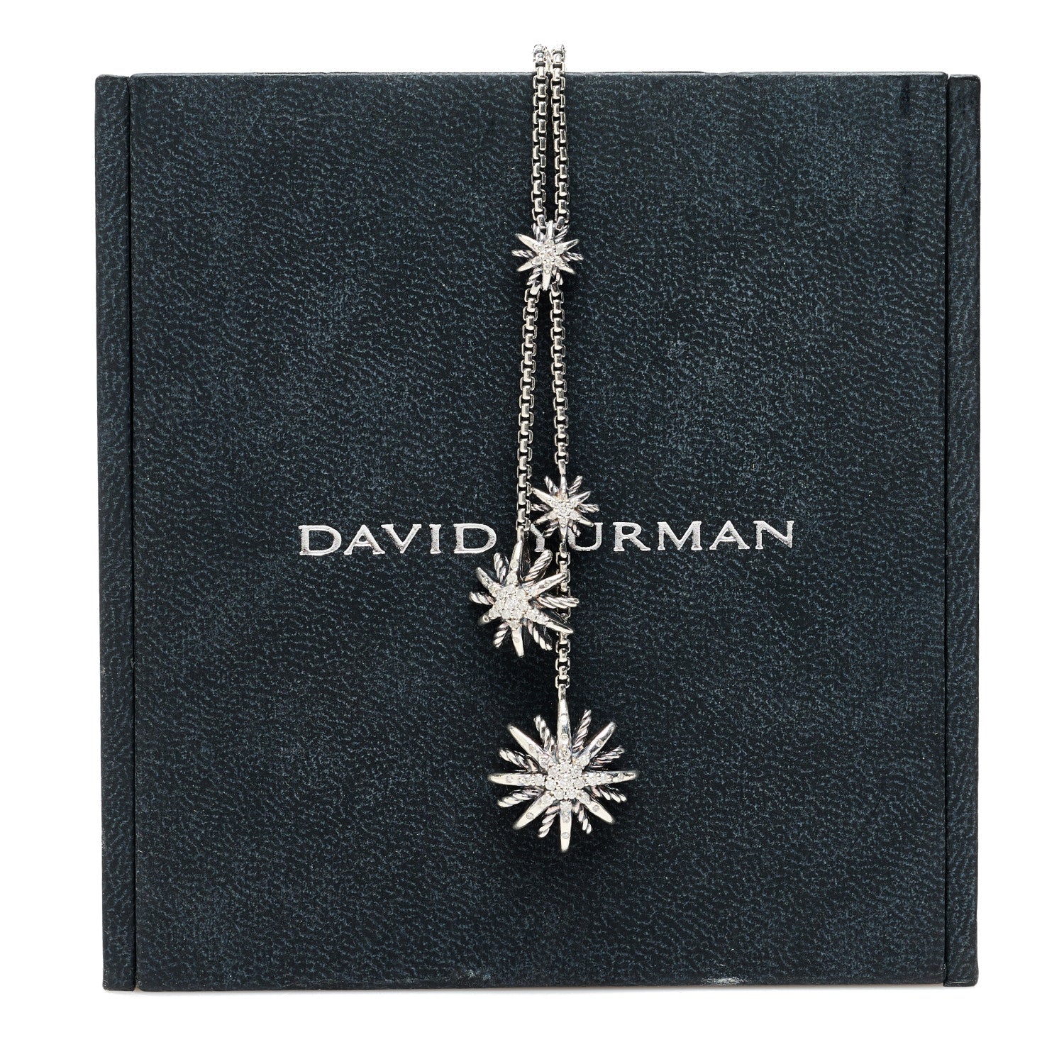 David Yurman Sterling Silver Diamond Starburst Y Necklace 5 of 5