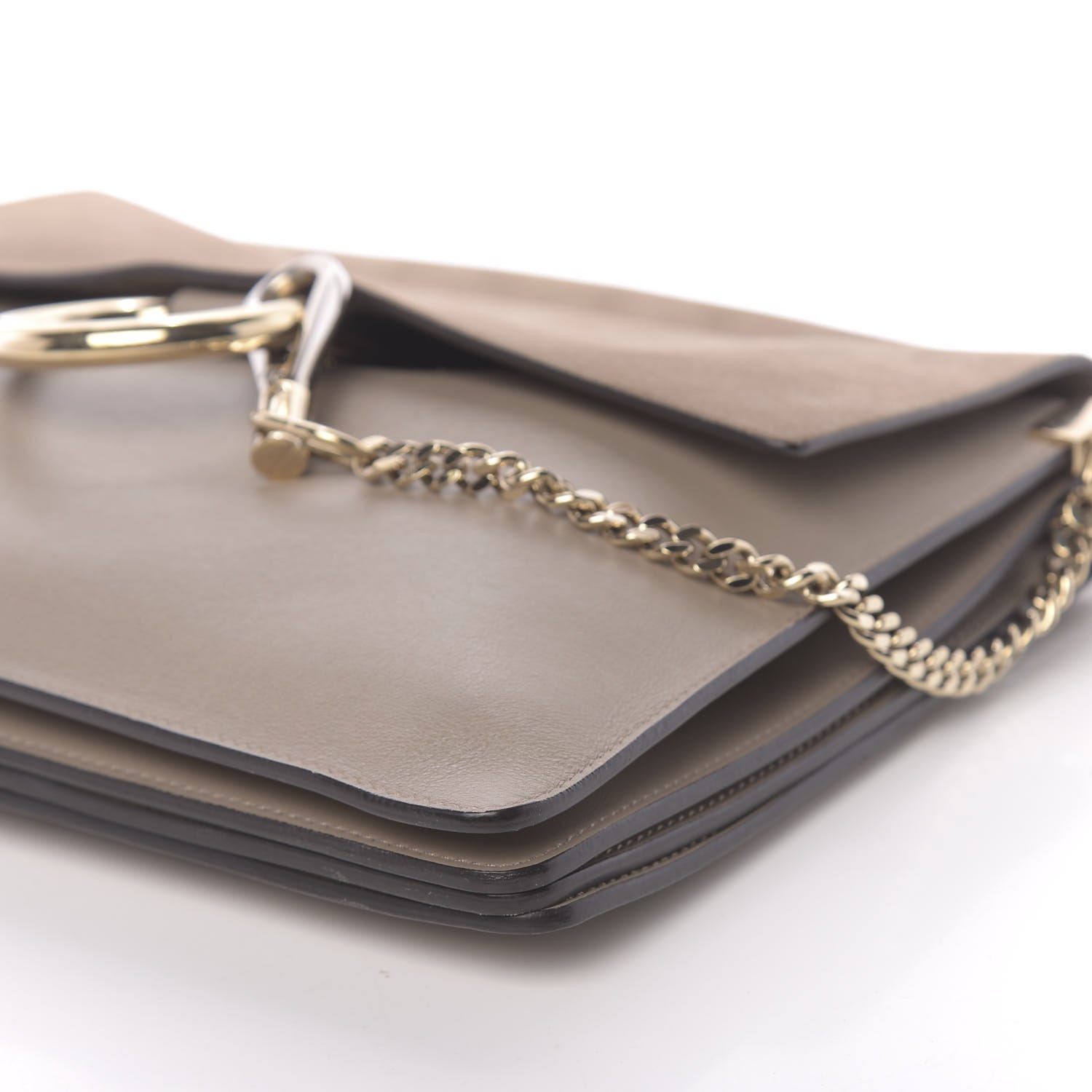 Chloe Calfskin Suede Medium Faye Shoulder Bag Motty Grey 8 of 13