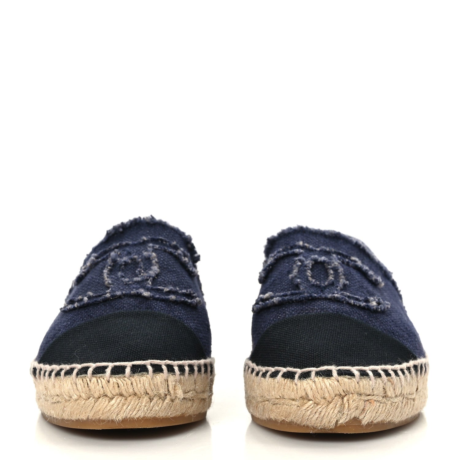 Chanel Denim Toile Embossed CC Espadrilles 36 Navy Black 2 of 8