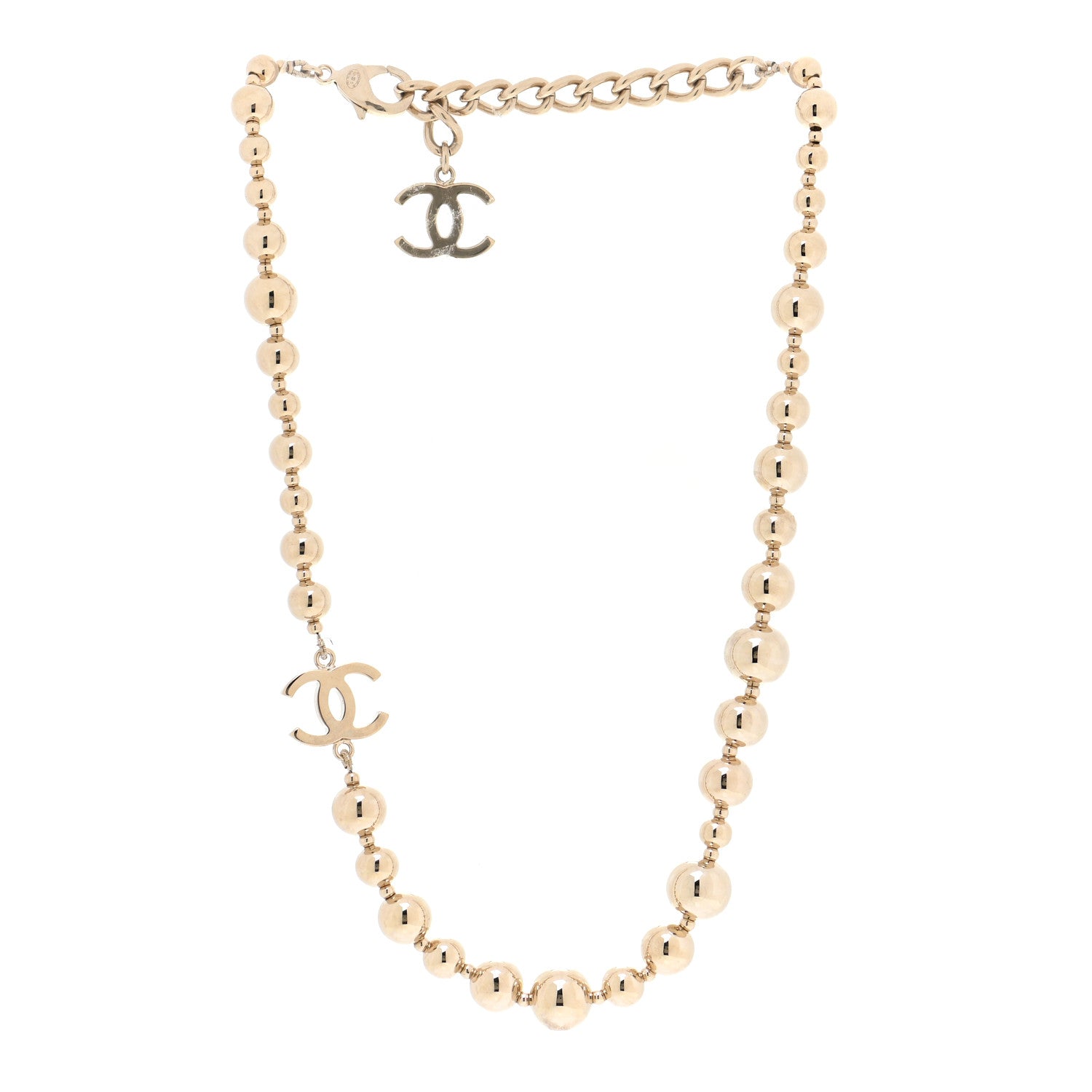 Chanel Metal Bead CC Necklace Gold 3 of 5