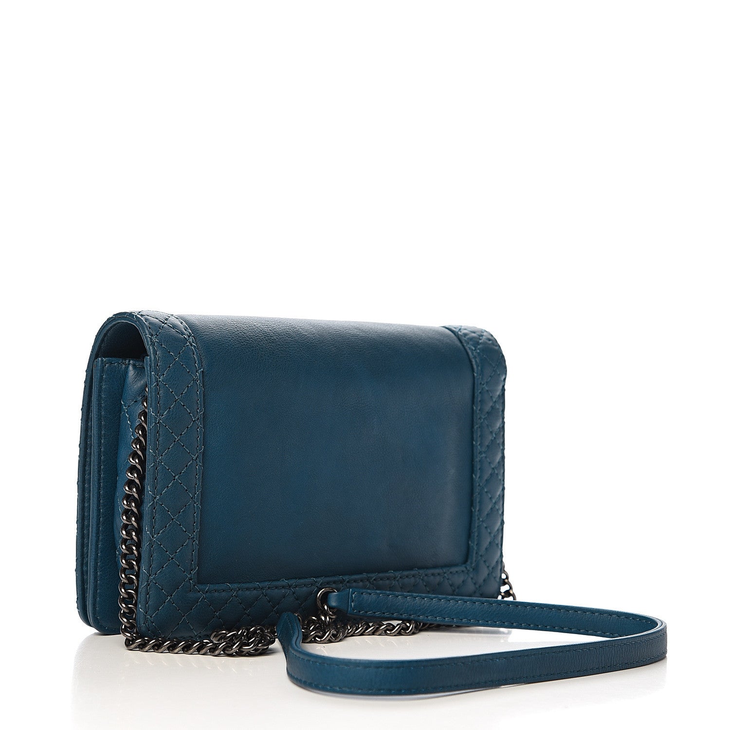 Chanel Calfskin Small Boy Reverso Flap Dark Blue 2 of 12