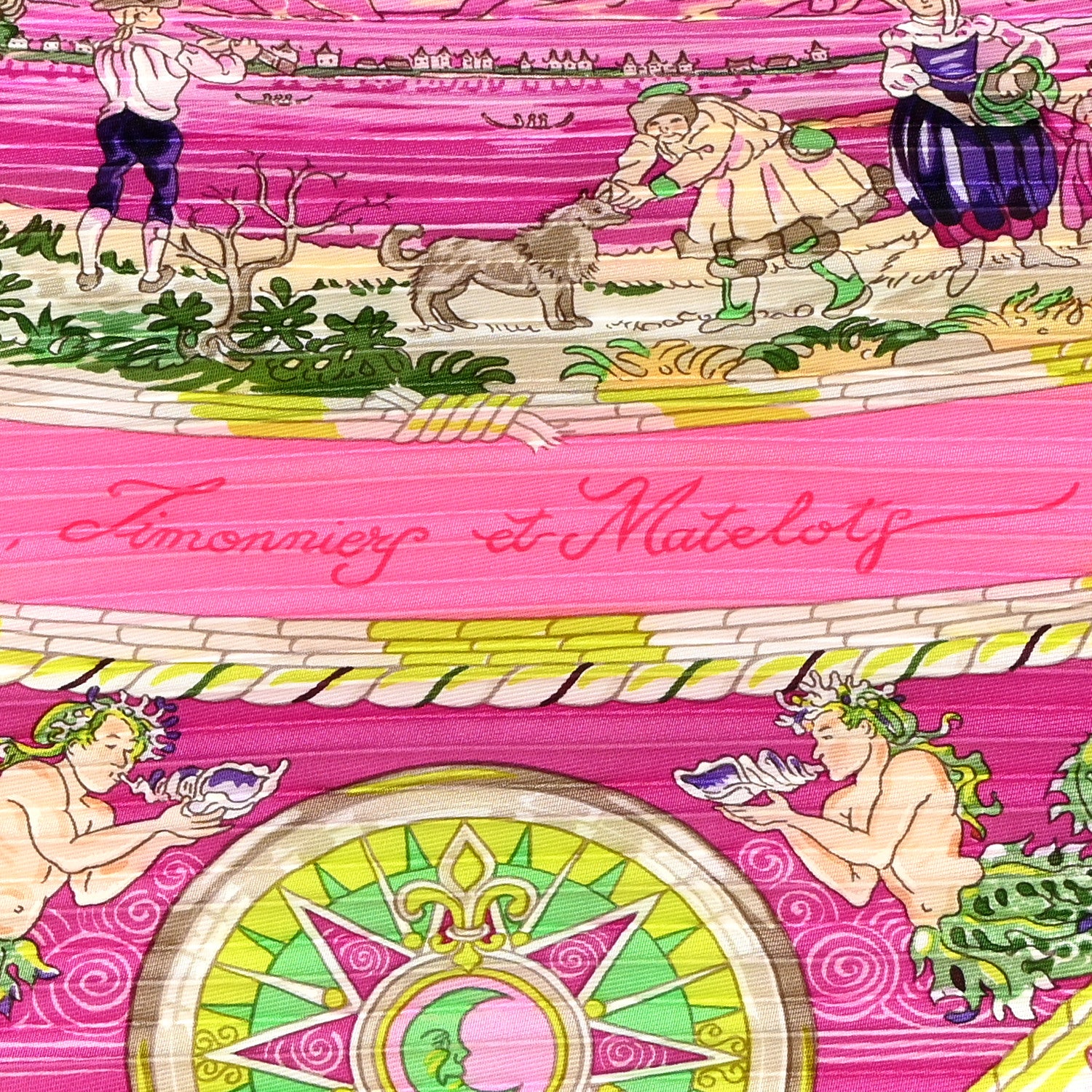 Hermes Silk Per Astra Ad Astra Plisse Scarf 90 Rose Pale Rose Fluo Vert Fluo 2 of 4