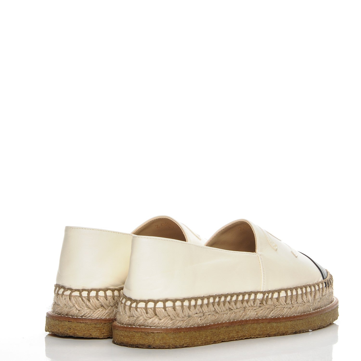 Chanel Lambskin CC Espadrilles 37 Ivory Black 4 of 7