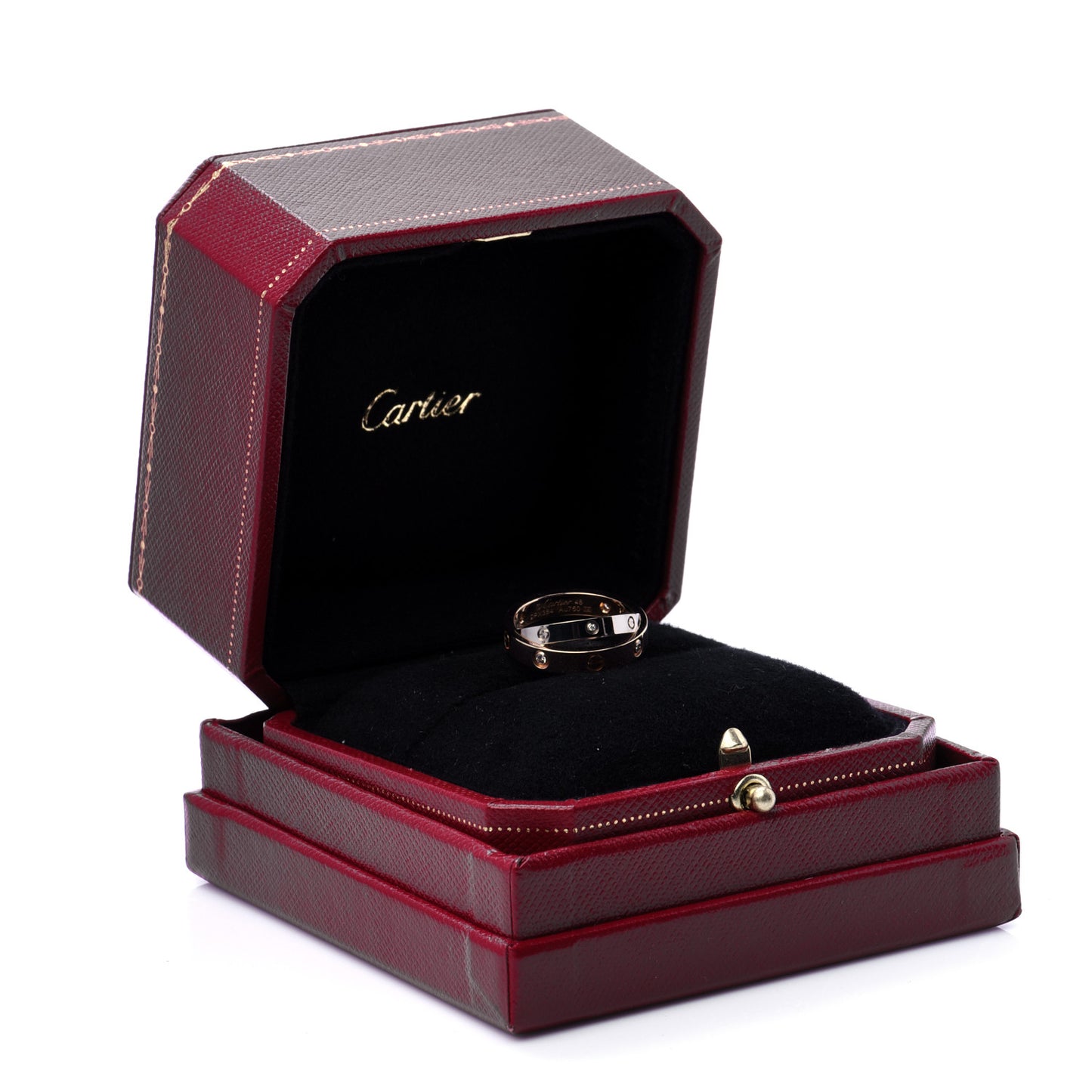 18K Pink White Gold 6 Diamonds LOVE Ring 48 4.5