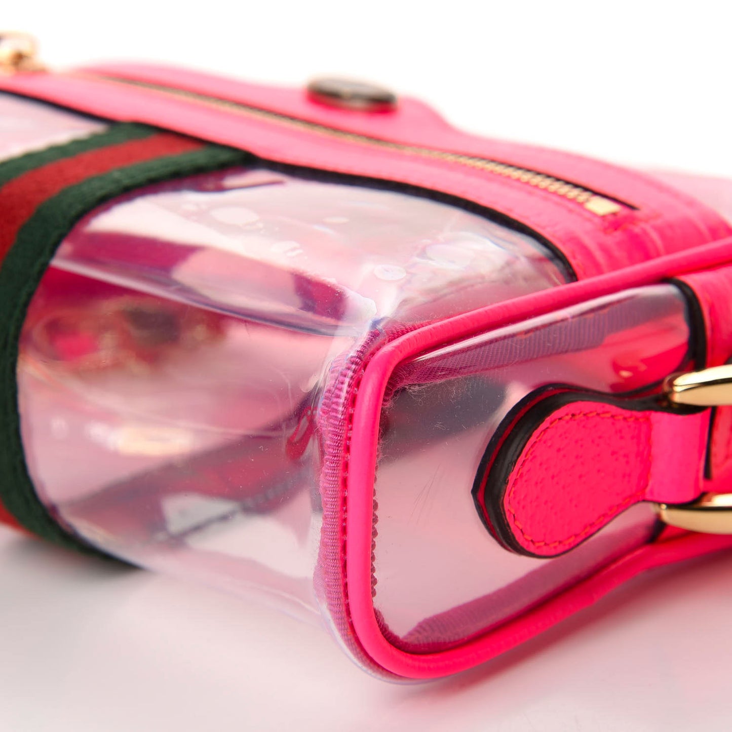 Vinyl Web Mini Ophidia Transparent Shoulder Bag Fluorescent Fuchsia