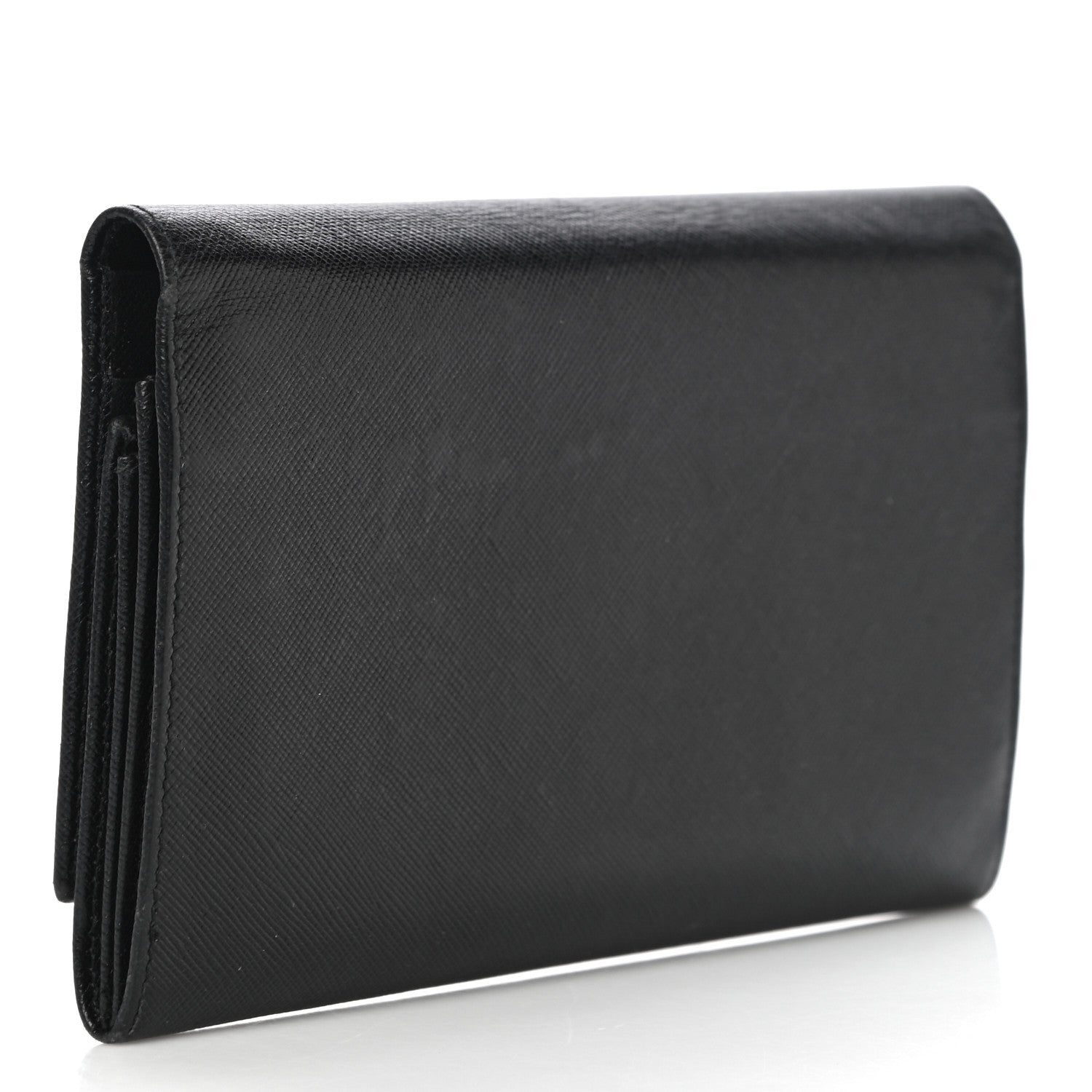 Prada Saffiano Triangle Flap Wallet Black 3 of 16