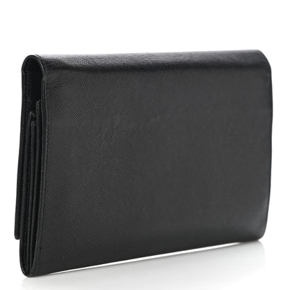 Prada Saffiano Triangle Flap Wallet Black 3 of 16