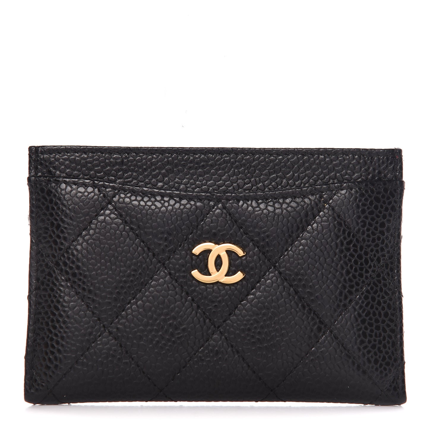 Caviar Quilted Card Holder Black