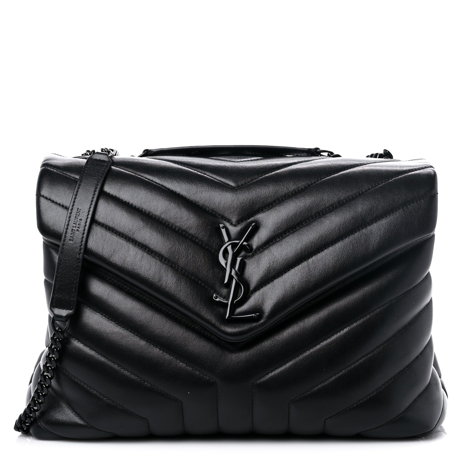 Saint Laurent Calfskin Y Quilted Monogram Medium Loulou Chain Satchel Black 1 of 15