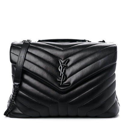 Saint Laurent Calfskin Y Quilted Monogram Medium Loulou Chain Satchel Black 1 of 15