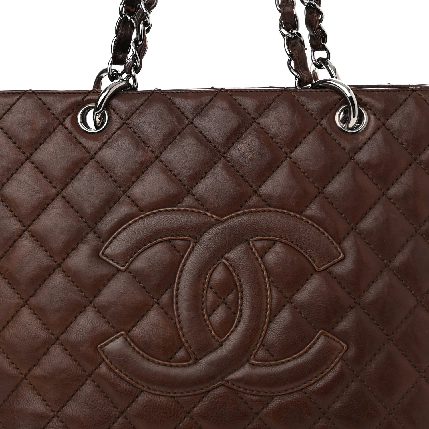 Chanel Lambskin Quilted Tote Brown 6 of 11