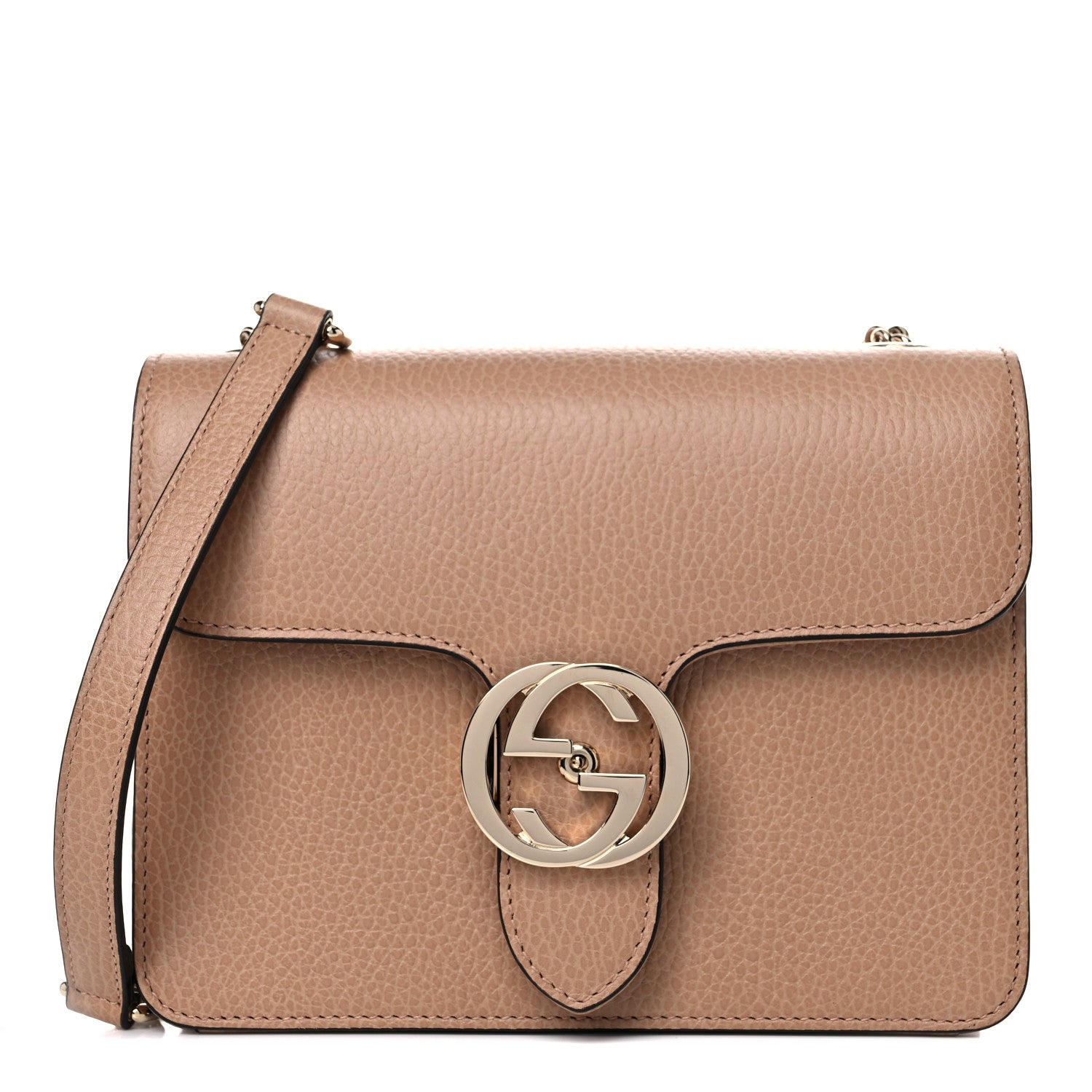 Gucci Dollar Calfskin Small Interlocking G Shoulder Bag Camelia 1 of 11