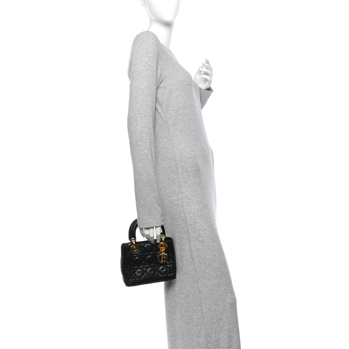 Christian Dior Lambskin Cannage Mini Lady Dior Black 2 of 10