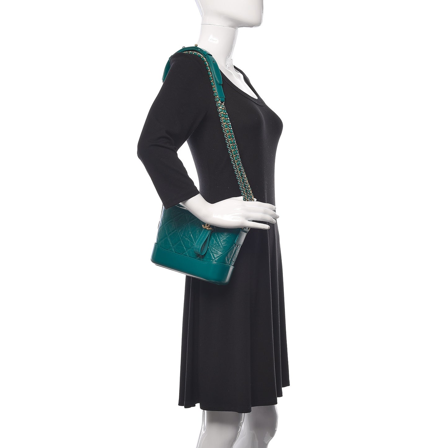 Aged Calfskin Quilted Small Gabrielle Hobo Turquoise