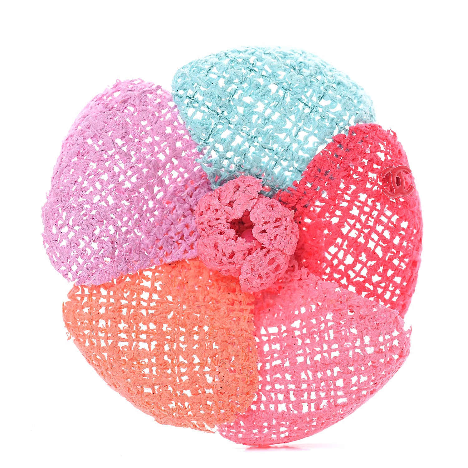 Chanel Tweed Camellia Brooch Multicolor 1 of 5