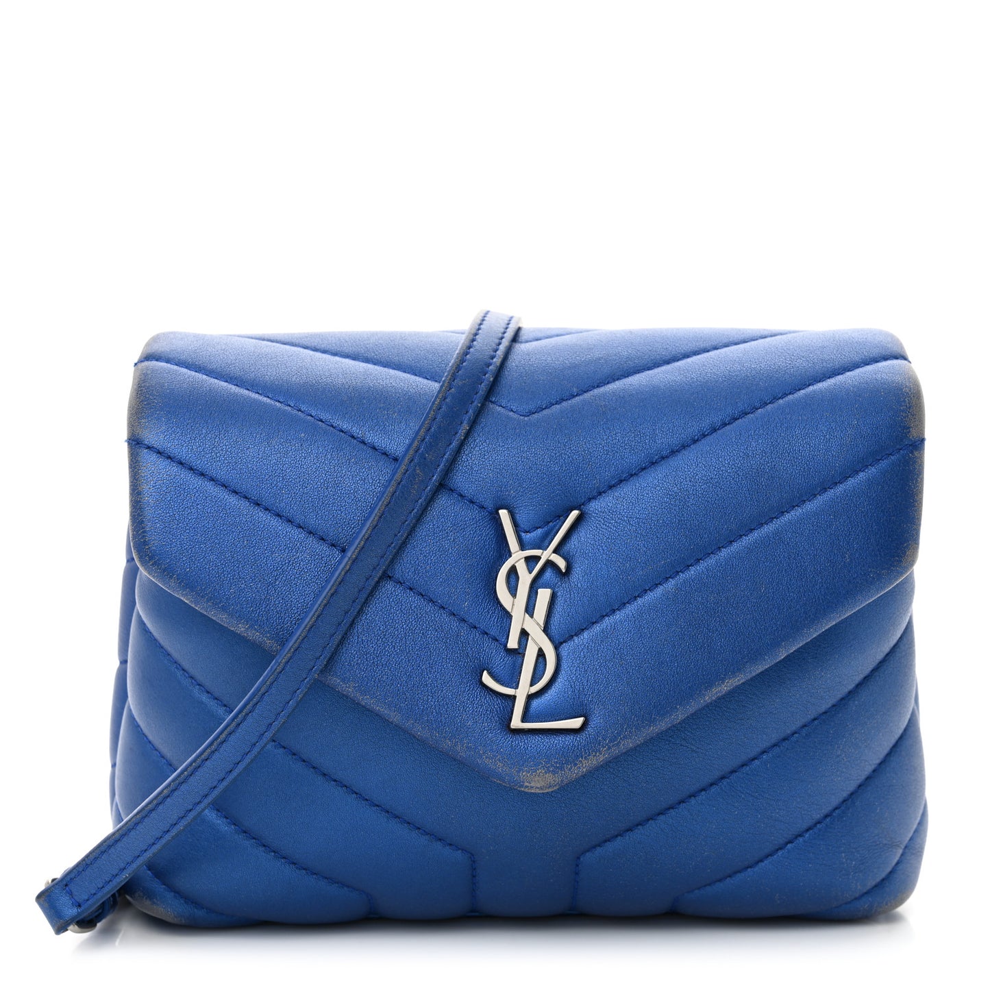 Metallic Calfskin Y Quilted Monogram Toy Loulou Crossbody Bag Blue Royal