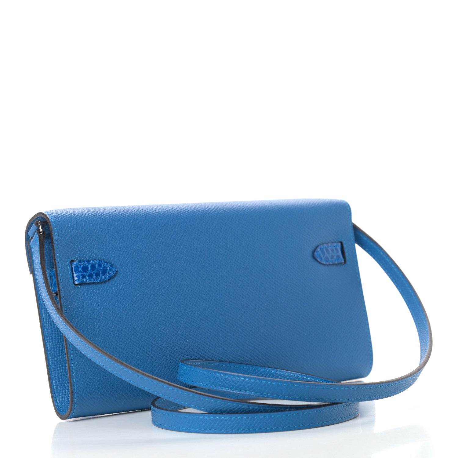 Hermes Epsom Shiny Alligator Touch Kelly Wallet To Go Mykonos Bleu Zellige 3 of 10