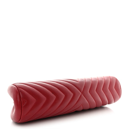 Chanel Lambskin Chevron Quilted Timeless Clutch Red 4 of 11