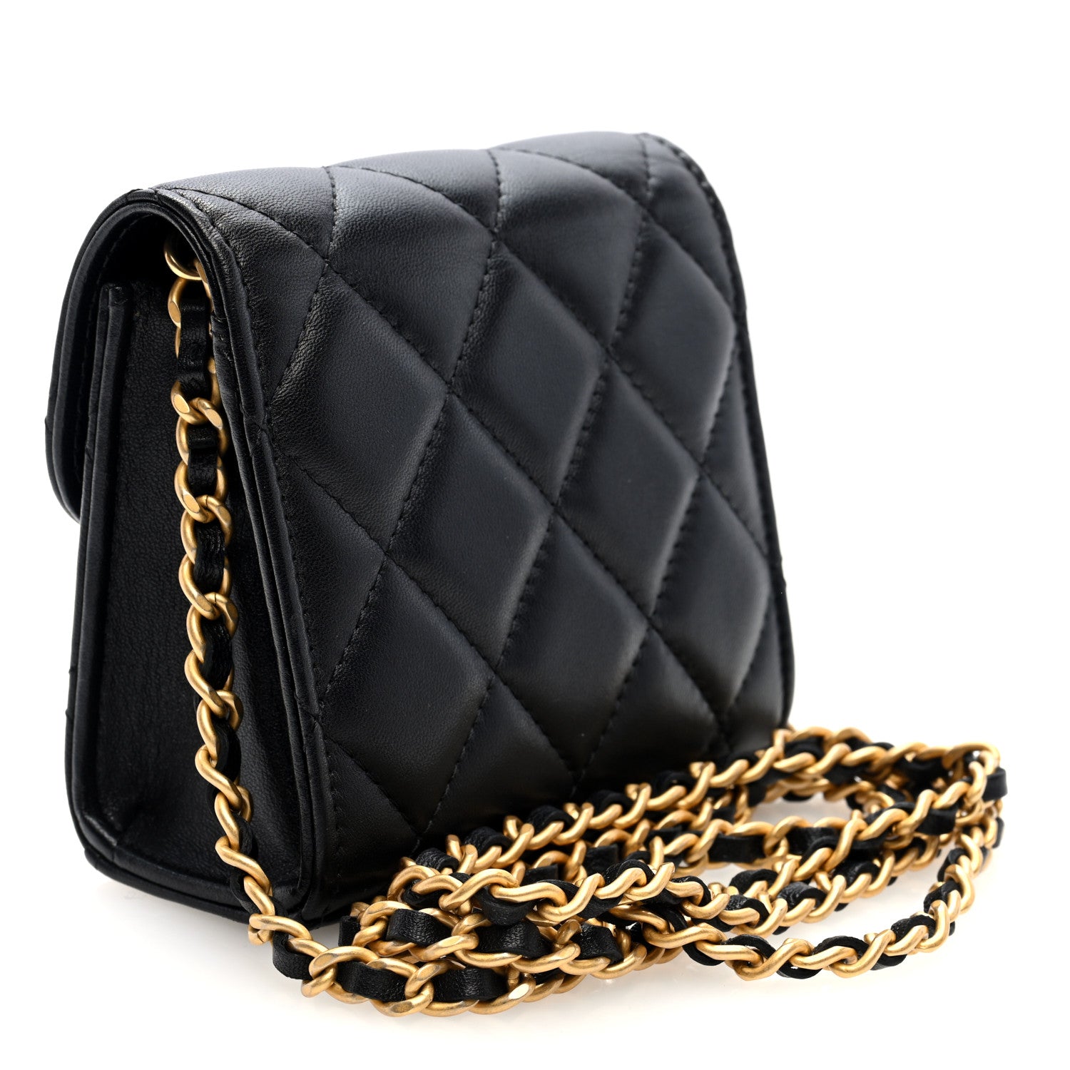 Chanel Lambskin Plexiglass Quilted Coco Love Clutch With Chain Black 3 of 10