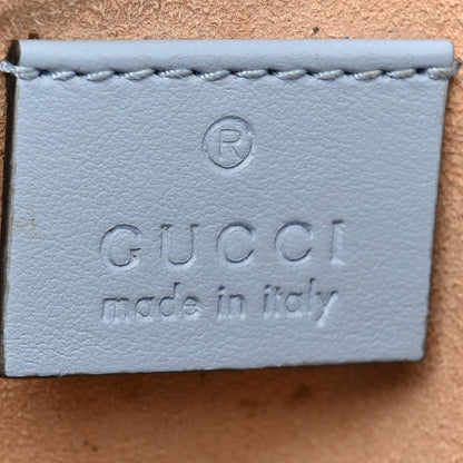 Gucci Calfskin Matelasse Super Mini GG Marmont Shoulder Bag Porcelain Light Blue 6 of 15