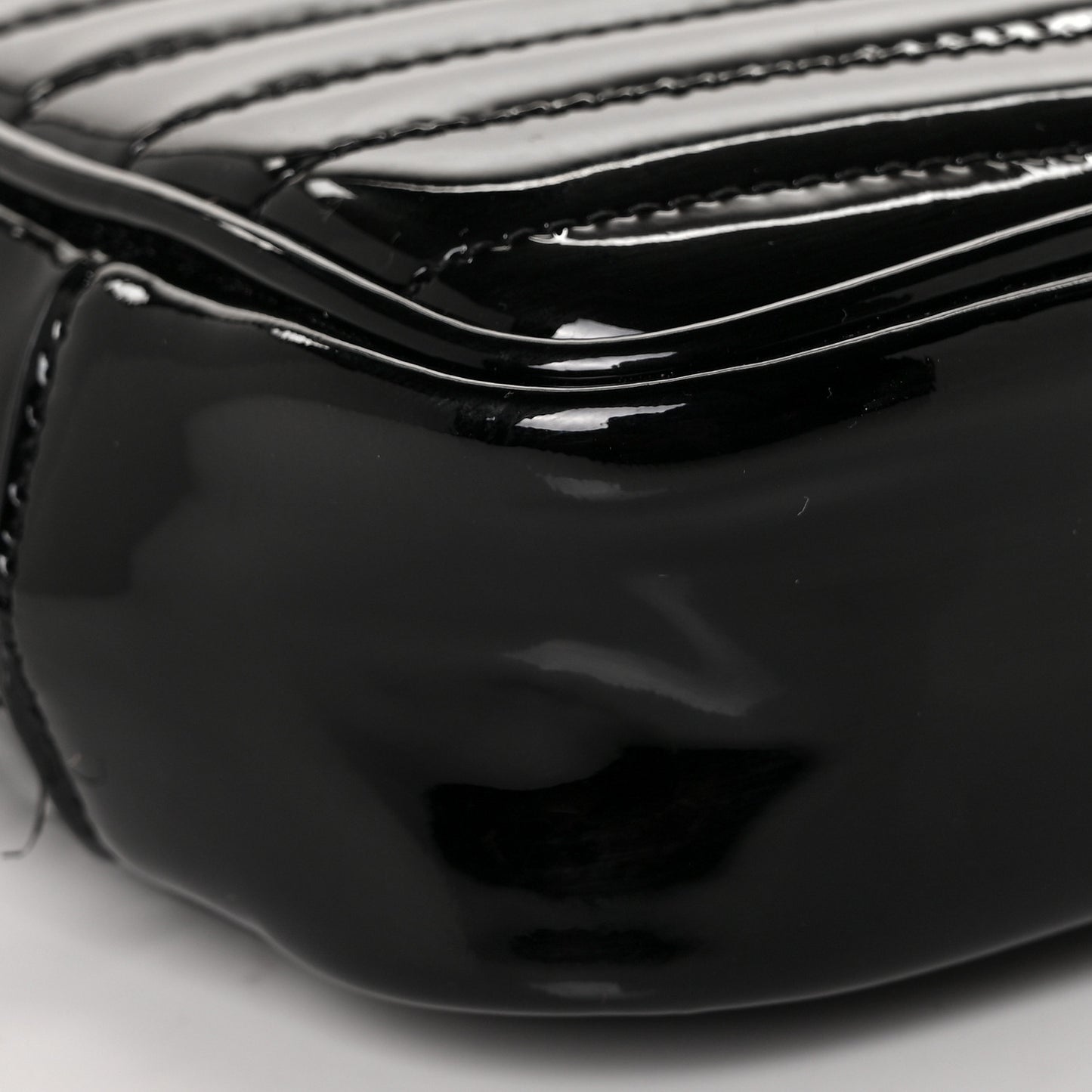 Patent Calfskin Matelasse Monogram Mini Lou Camera Bag Black