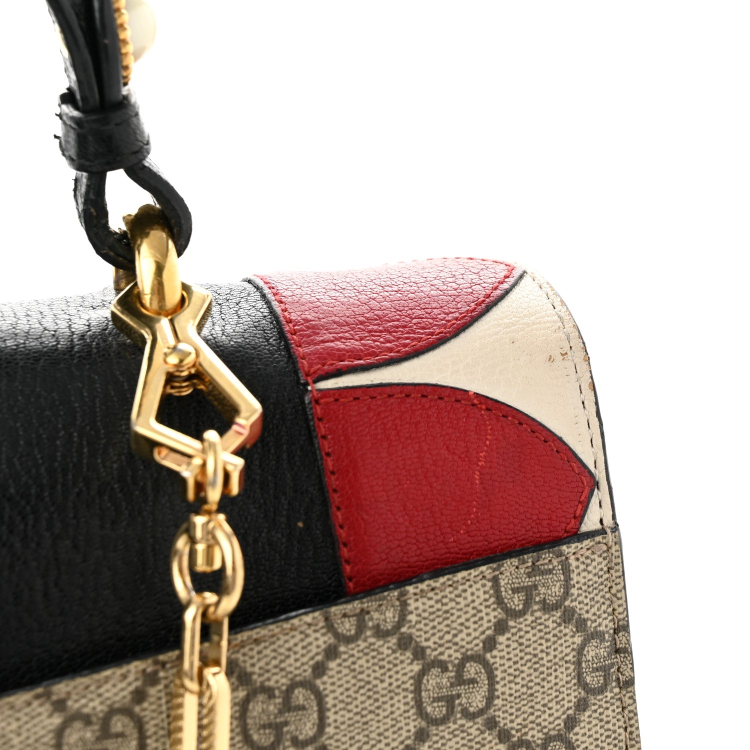 Gucci GG Supreme Monogram Goatskin Pearl Embroidered Medium Fox Broche Top Handle Bag Beige Ebony Black Hibiscus Red Mystic White 17 of 17