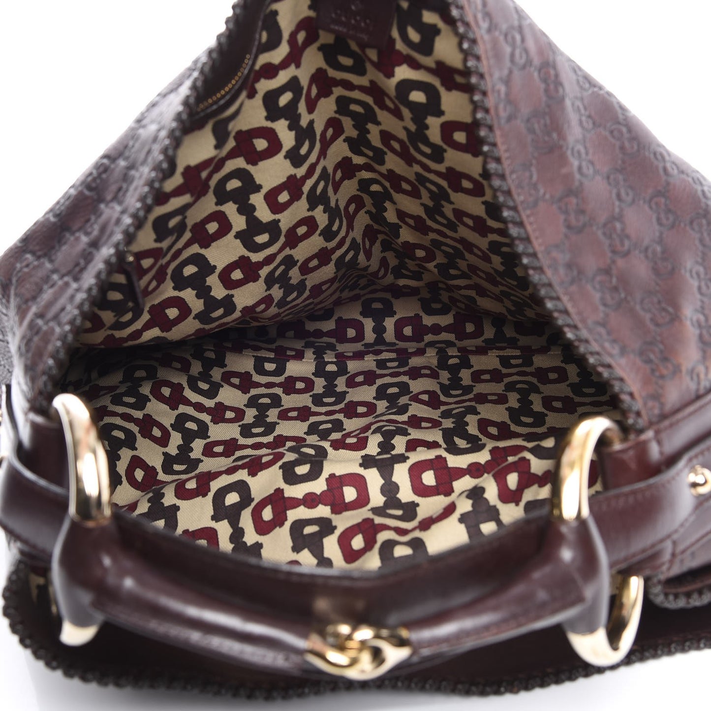 Guccissima Large Horsebit Chain Hobo Chocolate Brown