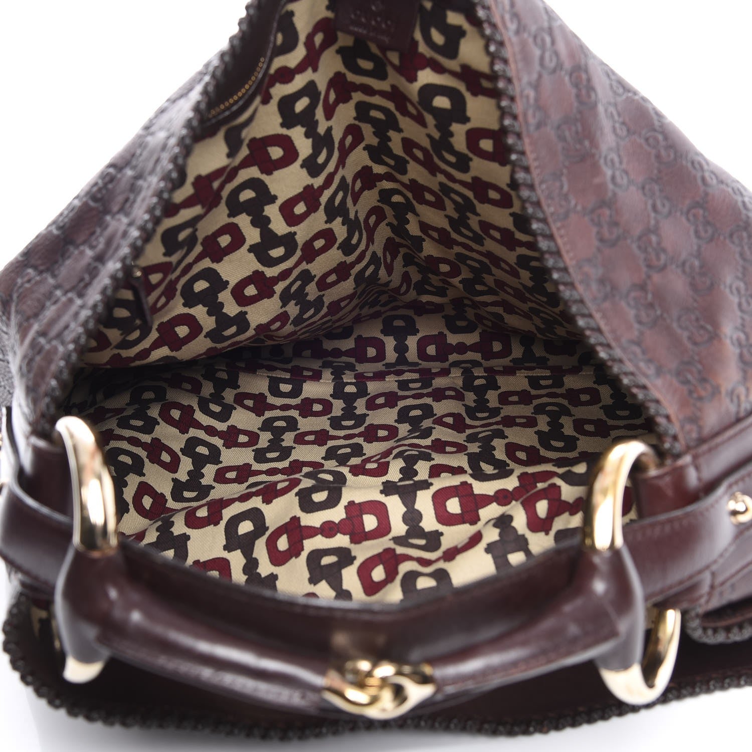 Gucci Guccissima Large Horsebit Chain Hobo Chocolate Brown 5 of 15