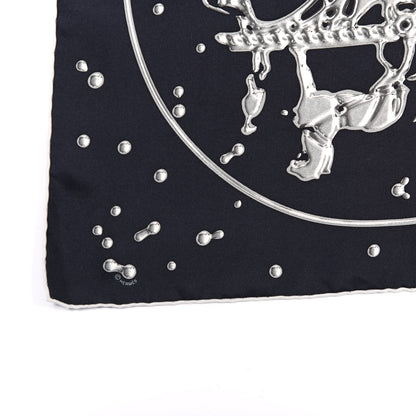 Hermes Silk Vif Argent Pocket Square Scarf Gris Black Argent 5 of 6