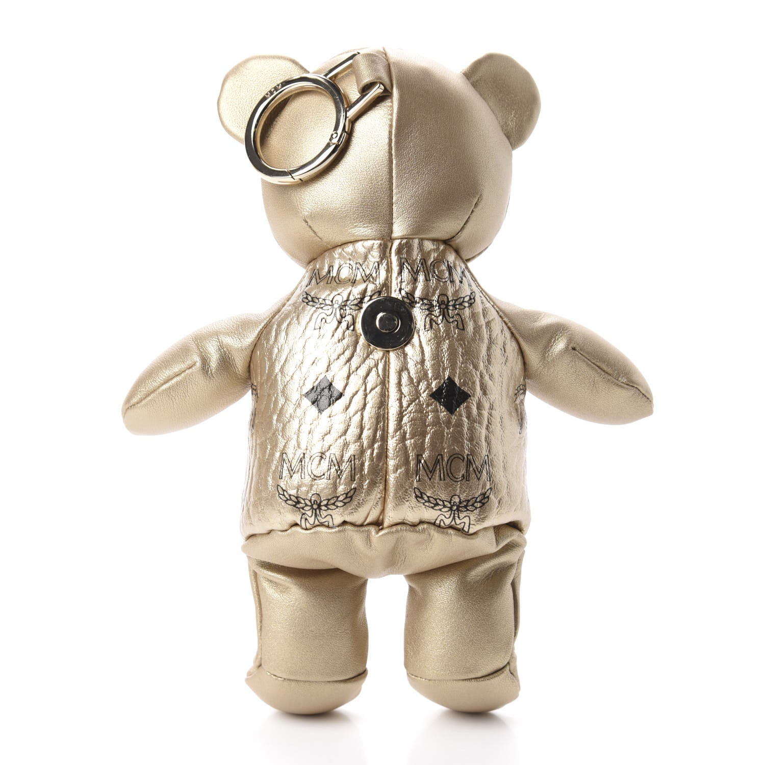 MCM Metallic Visetos Zoo Bear Drawstring Bucket Bag Gold 10 of 13