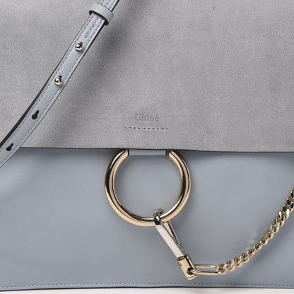 Chloe Calfskin Suede Medium Faye Shoulder Bag Washed Blue 8 of 11