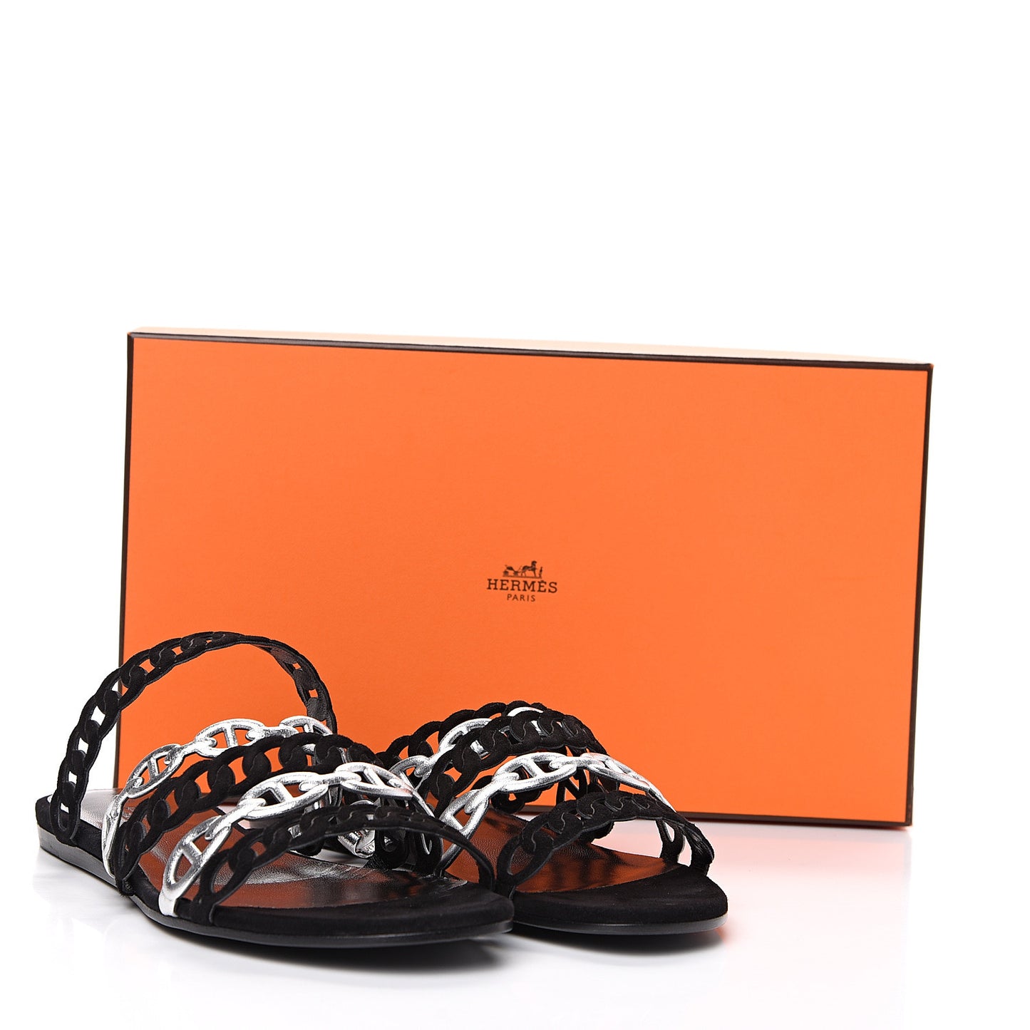 Metallic Nappa Suede Goatskin Nude Sandals 36 Argent Black