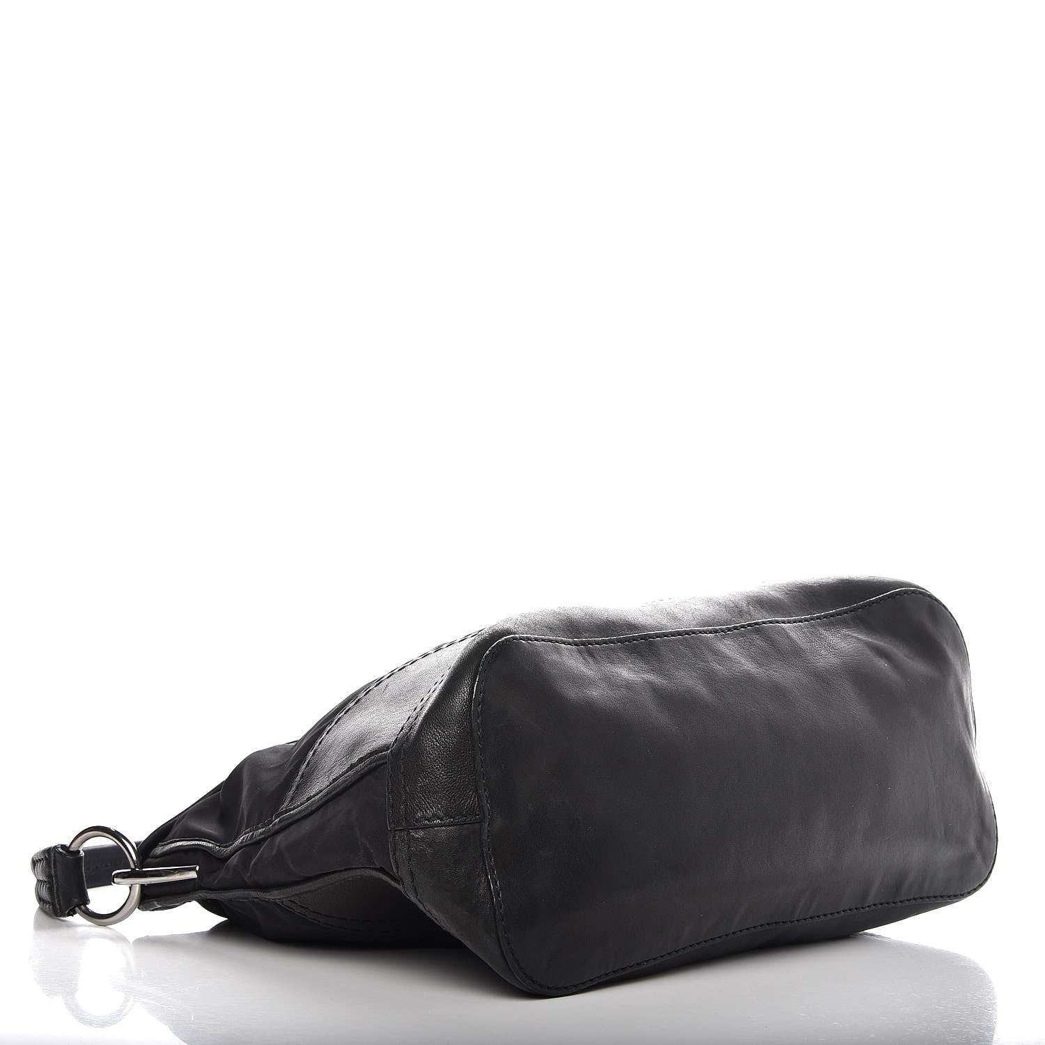 Prada Calfskin Tessuto Nylon Large Easy Fold Over Satchel Black 4 of 11