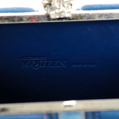Alexander McQueen Suede Denim Britannia Skull Box Clutch Blue 7 of 7